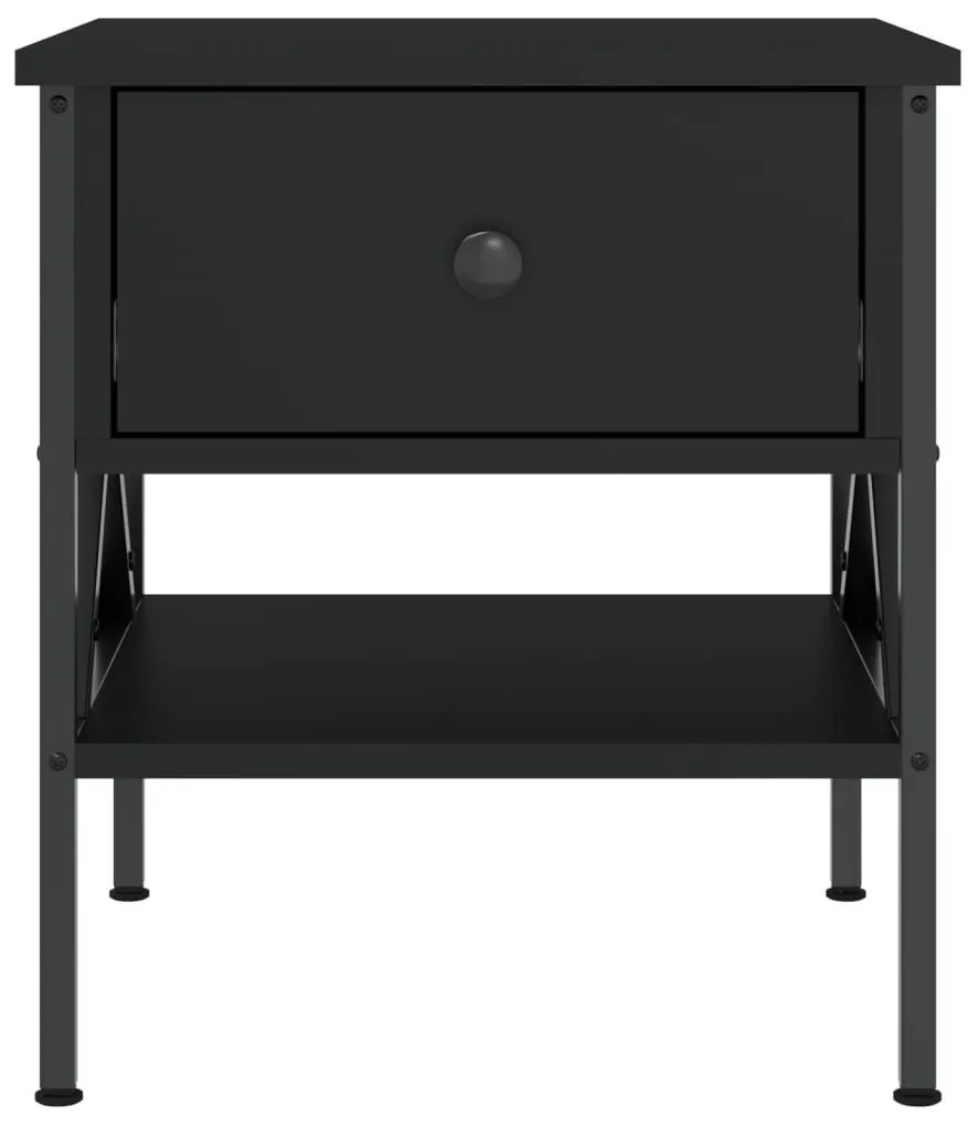 Comodino nero 40x42x45 cm in legno multistrato