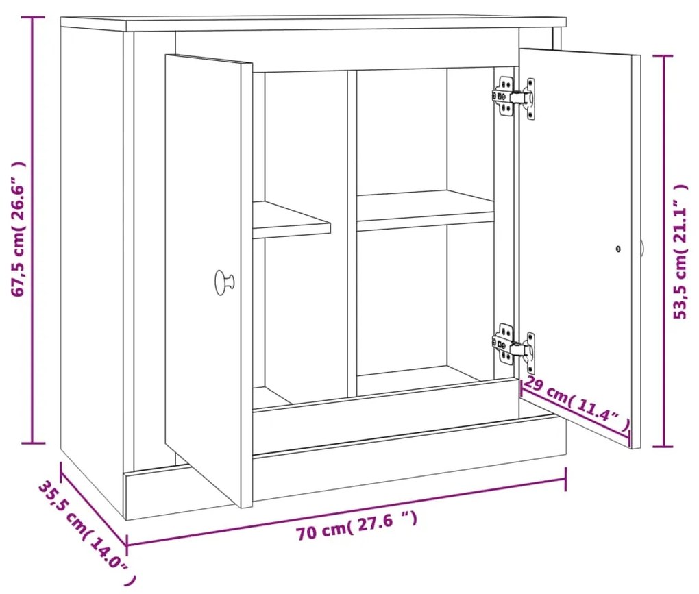 Credenza Rovere Sonoma 70x35,5x67,5 cm in Legno Multistrato