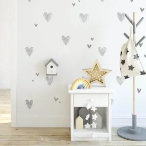 Adesivi - Cuori di colore grigio | Inspio