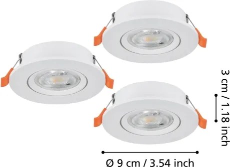 Eglo 902262 - Set da 3 faretti LED da incasso BARRANCO LED/4,8W/230V bianco