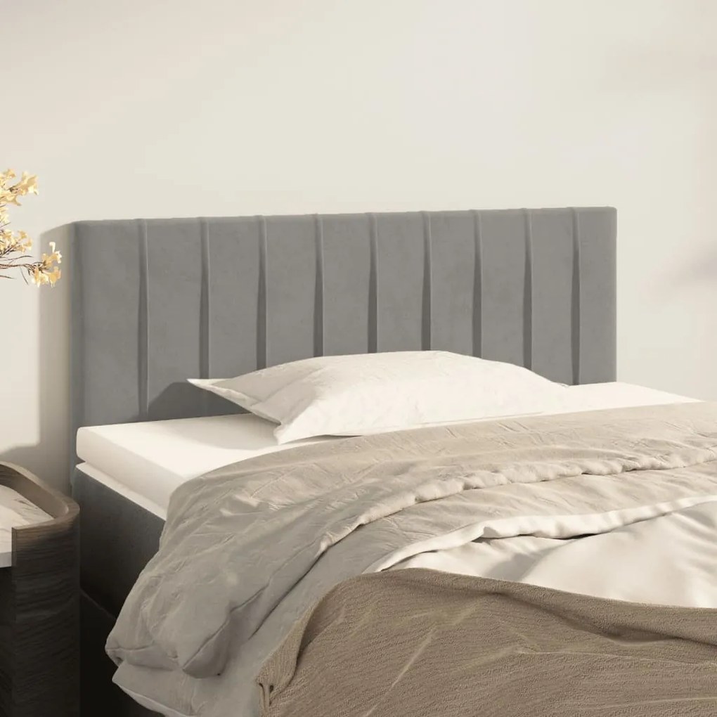 Testiera Grigio Chiaro 100x5x78/88 Cm İn Velluto /