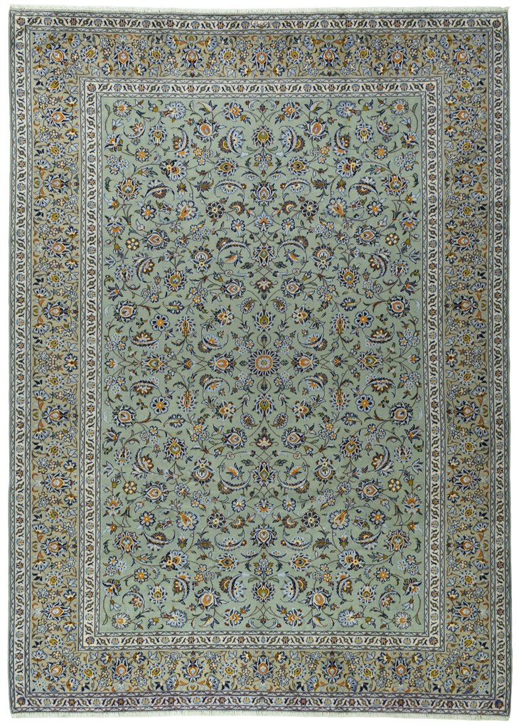 Kashan Tappeto persiano 280x390 Verde (Iran) Annodato A Mano