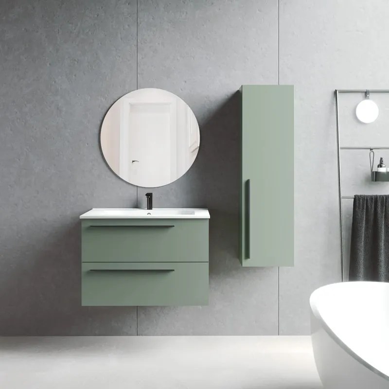 Mobile da bagno sospeso sotto lavabo L 80 x H 55 x P 39.5 cm verde laccato opaco, 2 cassetti VISOBATH Mia