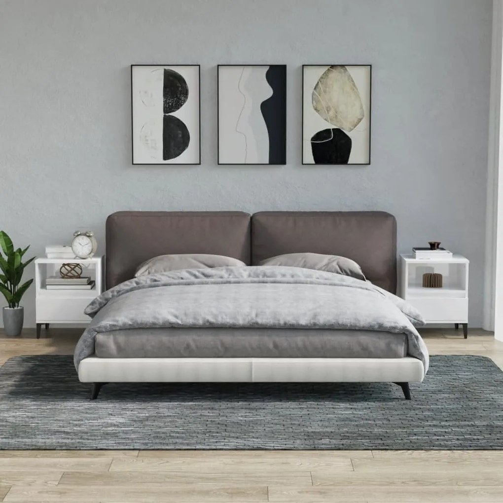 Comodini 2 Pz İn Bianco Lucido 40x35x50 Cm /