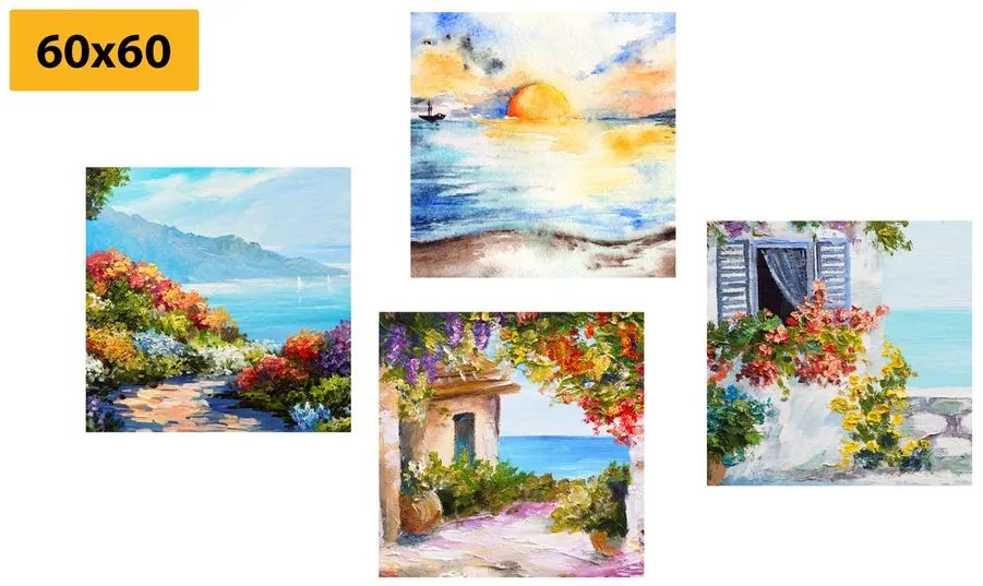 Set di quadri – Alba sul mare