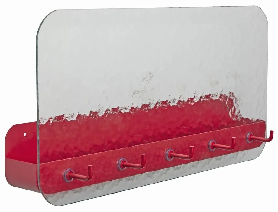 Appendiabiti da parete in metallo rosso con ripiano Shack - Hübsch