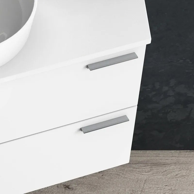 Composizione bagno sospesa 100cm: mobile, specchio contenitore e 2 colonne FORM-100 - KAMALU