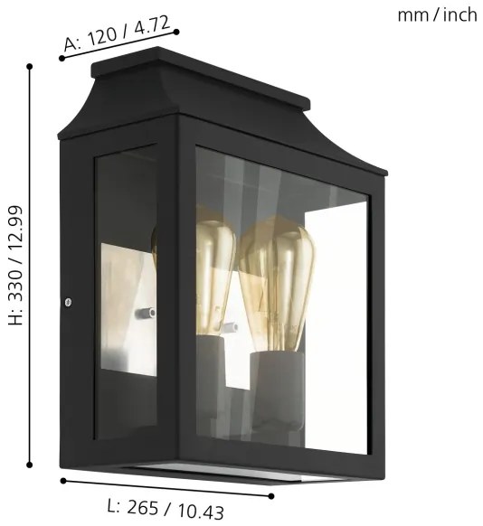 Eglo 97294 - Applique da esterno SONCINO 2xE27/60W/230V
