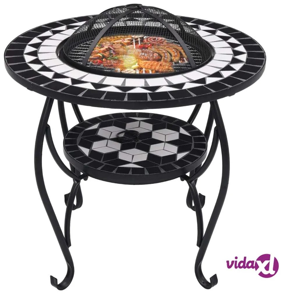 vidaXL Tavolo con Braciere a Mosaico Nero e Bianco 68 cm in Ceramica