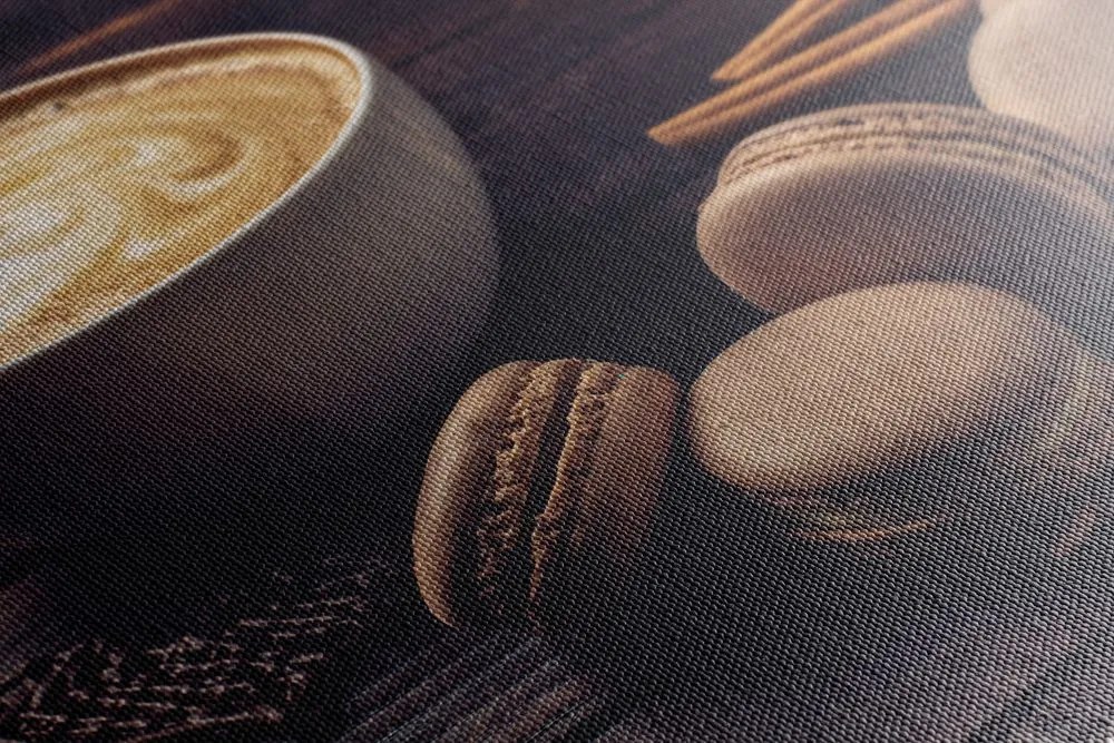 Quadro su tela – Caffè con macaron al cioccolato