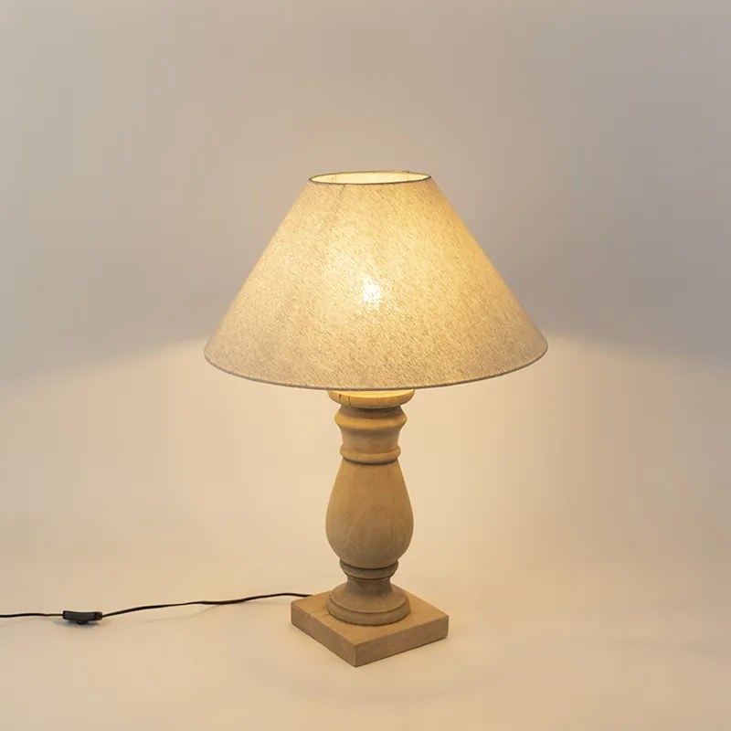 Lampada da tavolo rustica con paralume in lino beige 50 cm - Catnip