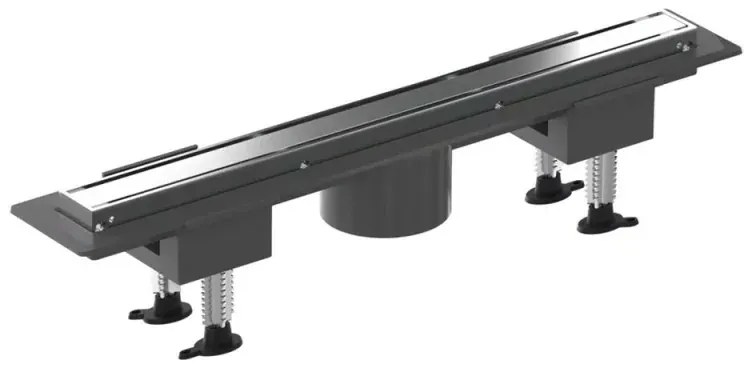 Canalina doccia 50 cm in alluminio reversibile scarico centrale, sifone e piletta inclusi