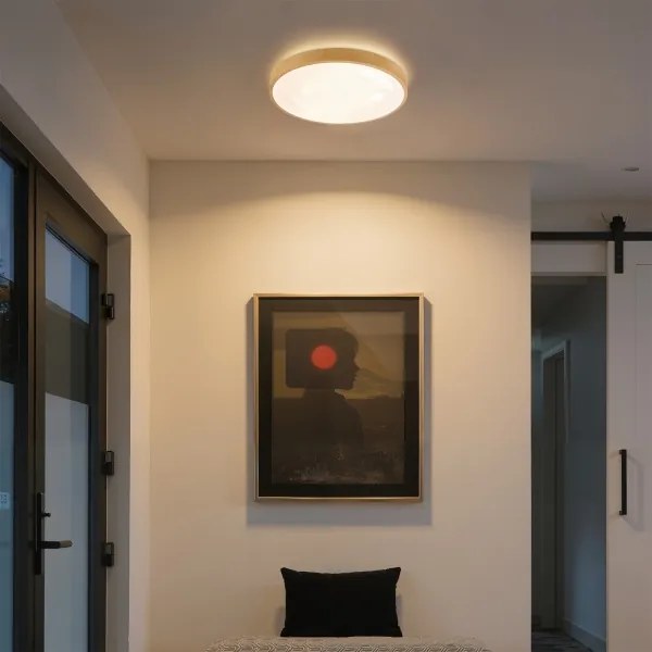 Brilagi-LED Lampada dimmerabile GLASS POOL DOUBLE LED/48W/230V 40 cm finitura legno + telecomando