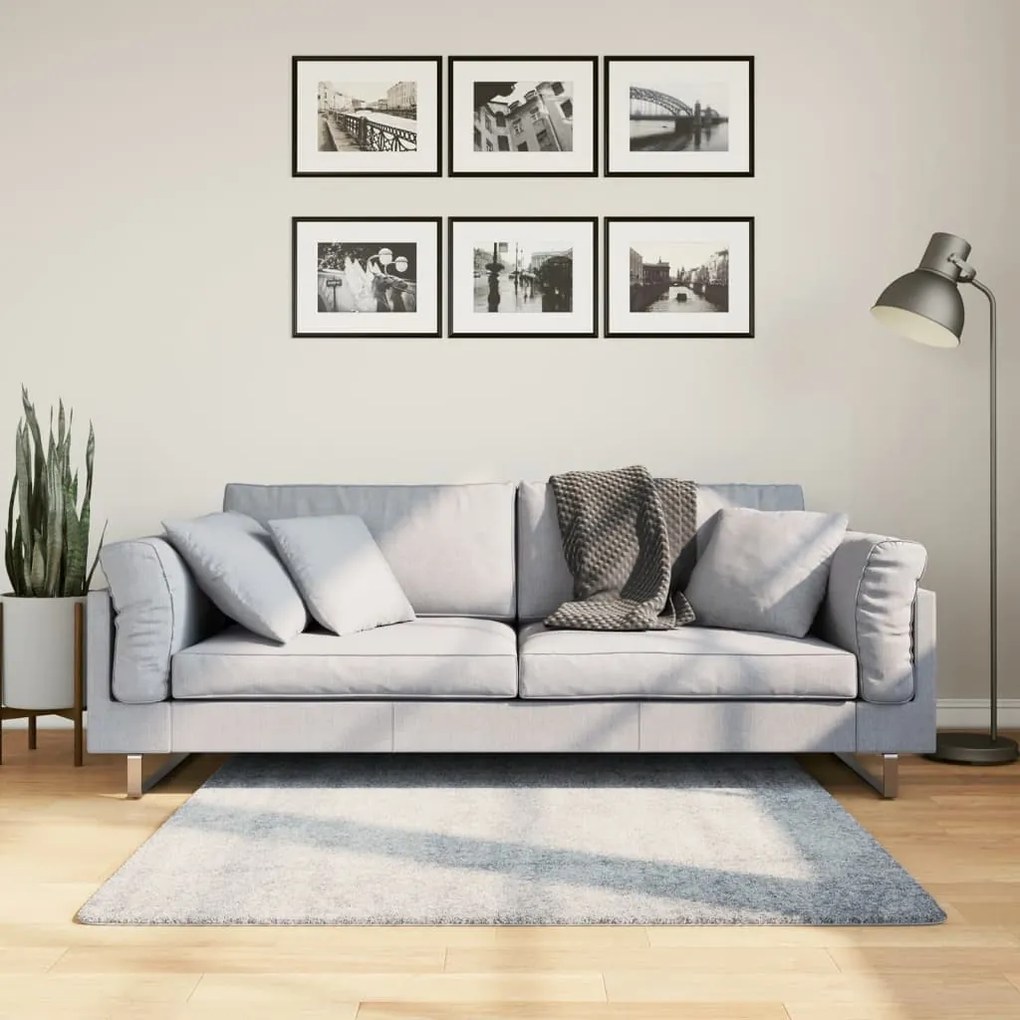 Tappeto Shaggy Pamplona A Pelo Lungo Moderno Blu 120x120 Cm /