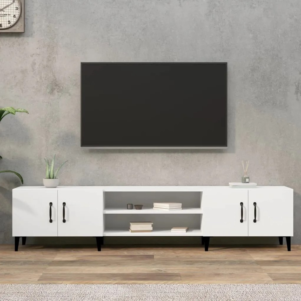 Mobile porta tv bianco 180x31,5x40 cm in legno multistrato