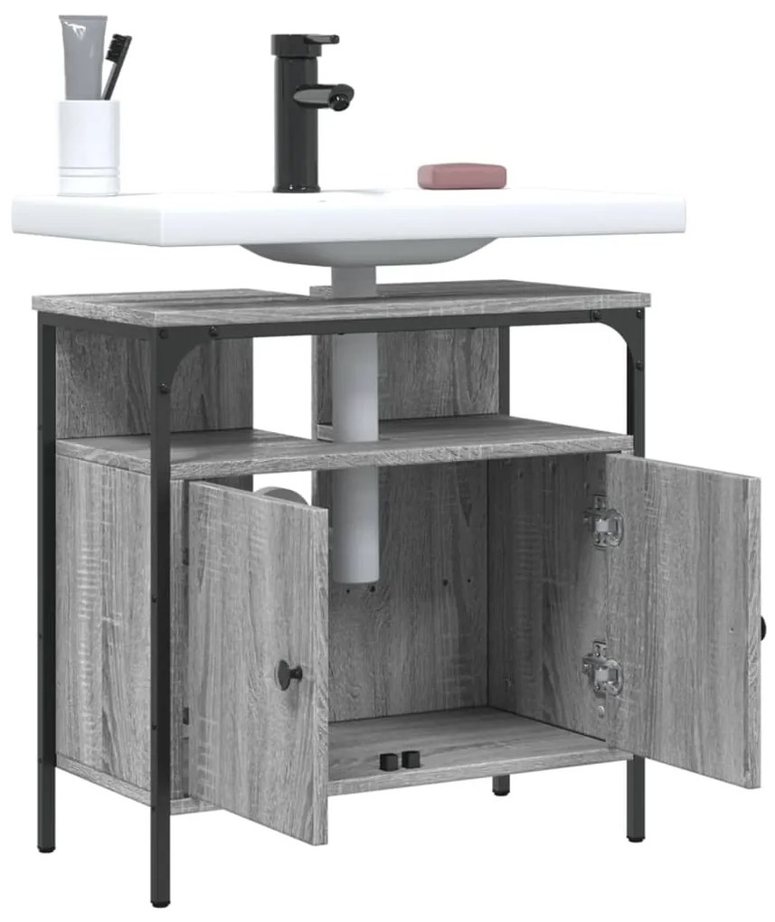 Mobile lavabo bagno grigio sonoma 60x30x60 cm legno multistrato