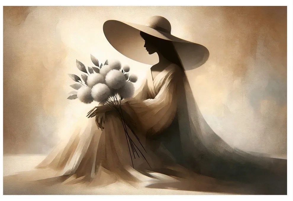 Quadro su tela – Silhouette di donna con fiori