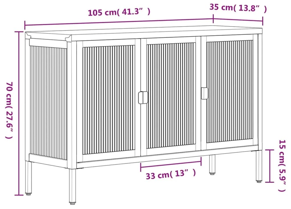 Credenza Nera 105x35x70 cm Vetro e Acciaio