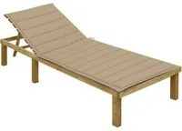 Lettino da Giardino con Cuscino Beige Legno Pino Impregnato cod mxl 45525