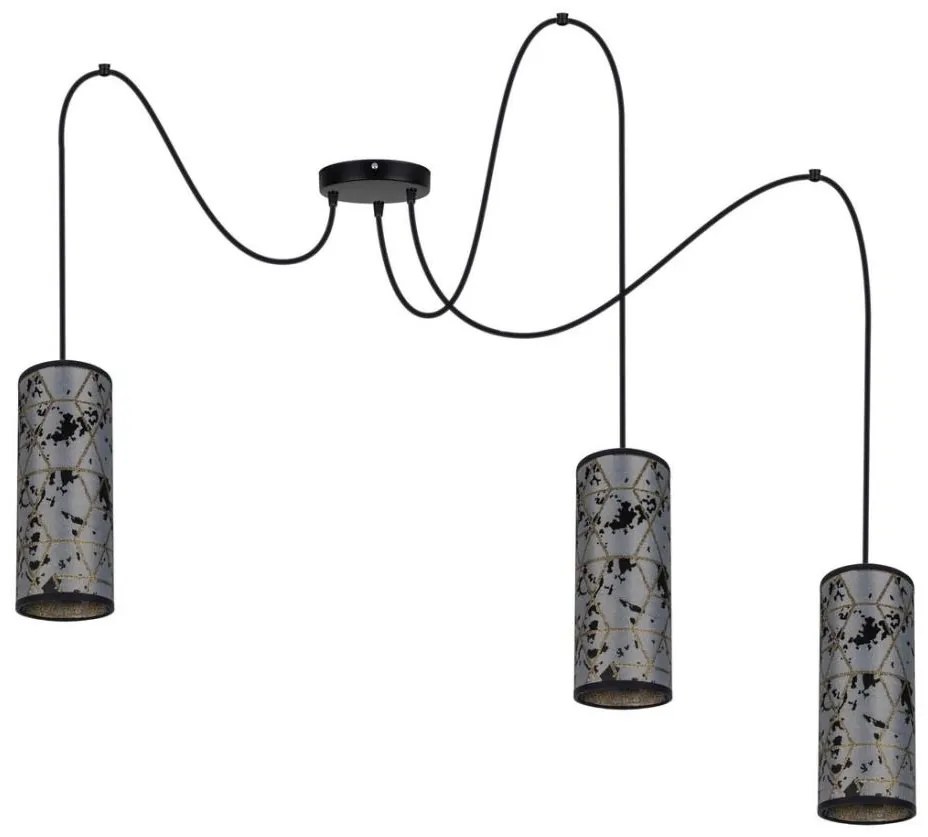 Lampadario a sospensione con filo AVALO 3xE27/60W/230V ragno grigio/nero