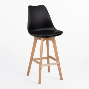 Pacco Di 2 Sgabelli Alti 75 Cm Con Cuscino In Similpelle Nordic Nero - Sklum
