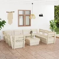 Set Divani da Giardino su Pallet 9 pz in Legno Abete Impregnato cod mxl 49056