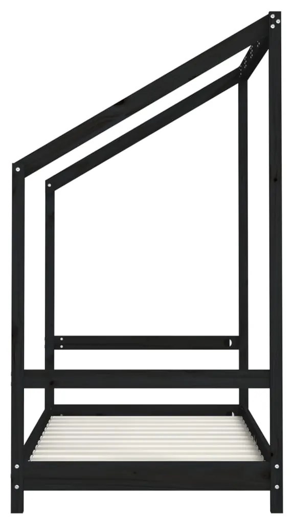 Giroletto per bambini nero 2x(80x160) cm legno massello di pino