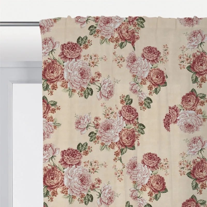 Tenda Floral beige, fettuccia 140x290 cm