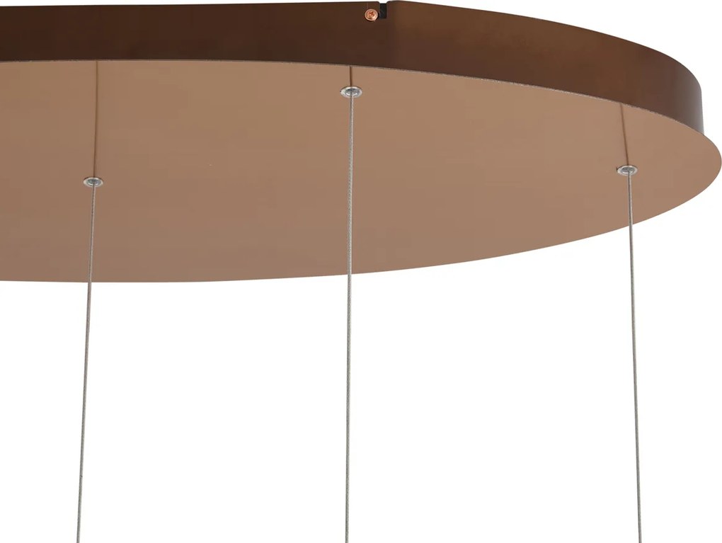 Lampada a sospensione di design oro rosa con vetro ambrato incl. LED dimmerabile a 3 fasi 5 luci Easylift - Fiera