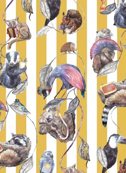 House of Hackney Carta da parati Hackney Empire - Ochre Stripe