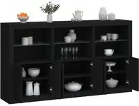 Credenza con Luci LED Nera 181,5x37x100 cm 3209150