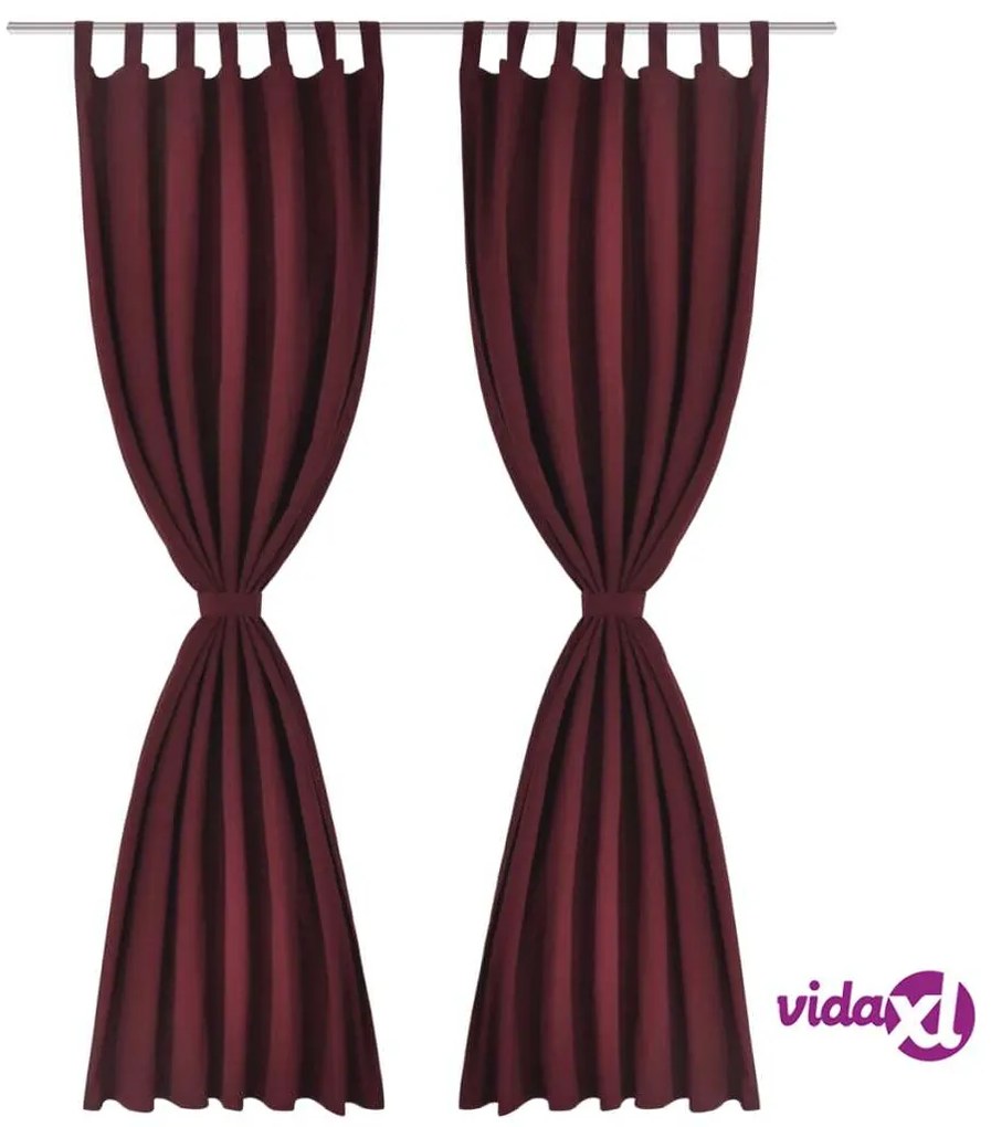 vidaXL Tende in Micro-Raso Bordò 2 pz con Occhielli 140 x 175 cm