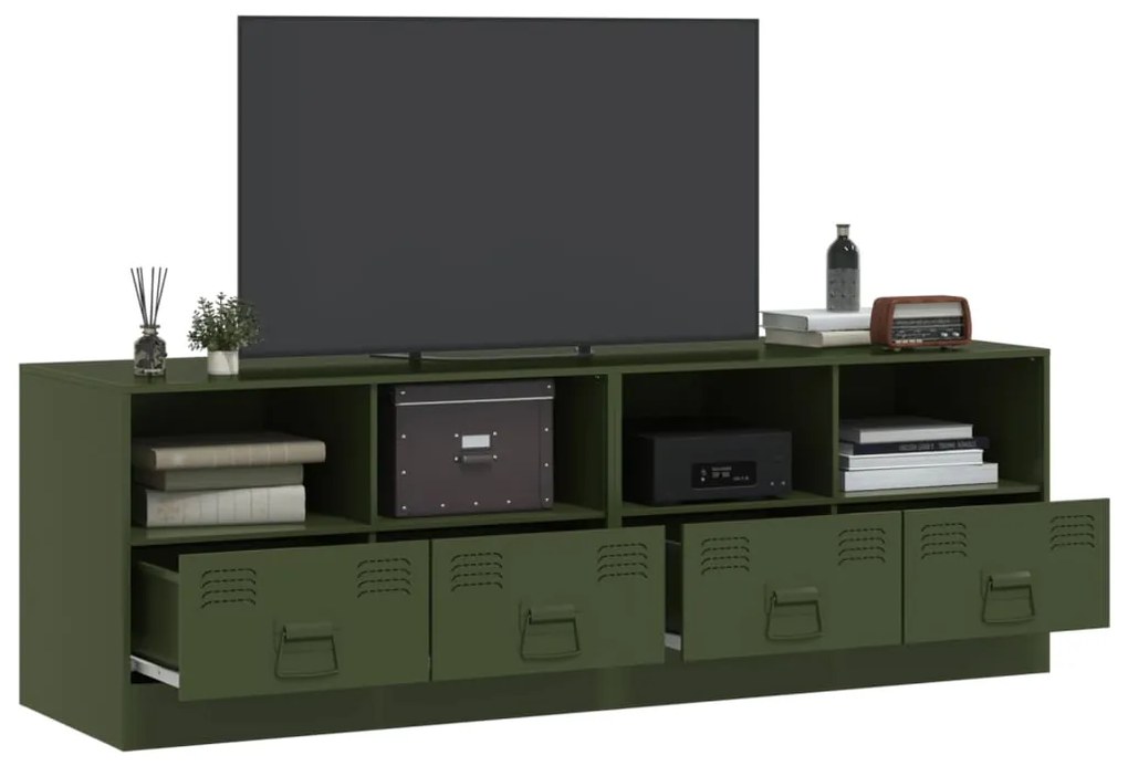 Mobili tv 2 pz verde oliva 67x39x44 cm in acciaio