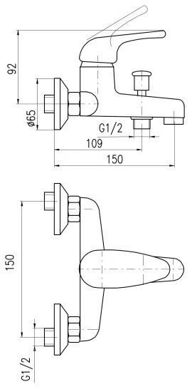 RAV Slezák SA054.5 - Miscelatore per vasca SAZAVA, finitura cromo lucido