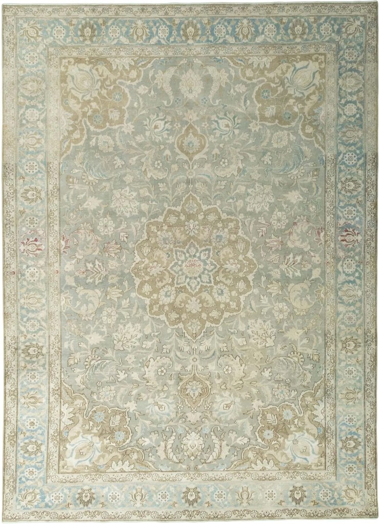 Tabriz Tappeto 340 x 250 Nero (Iran) Annodato A Mano