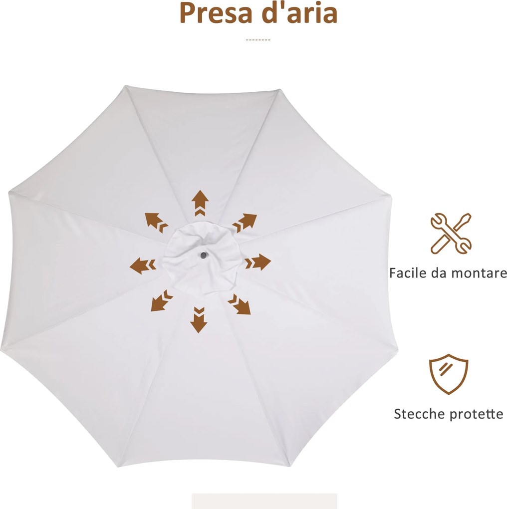 Ombrellone da Giardino con Doppio Tettuccio Ø325x250 cm in Legno di Bambù e Poliestere Crema...