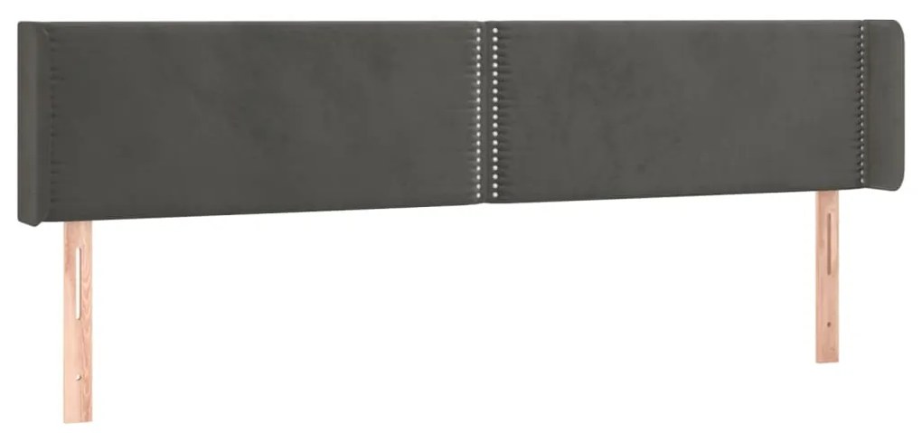 Testiera ad orecchio grigio scuro 203x16x78/88 cm in velluto