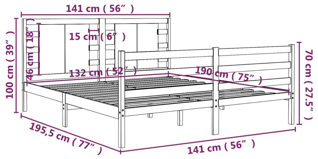 Giroletto in Legno Massello 135x190 cm Small Double