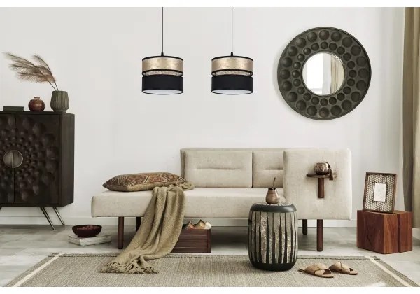 Lampadario a sospensione con filo LIMA 2xE27/60W/230V oro/nero