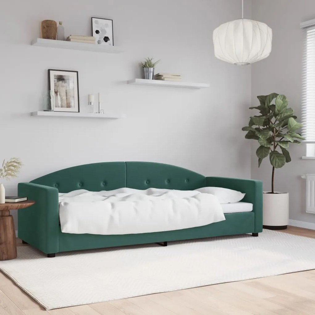 Letto da giorno verde scuro 80x200 cm in velluto