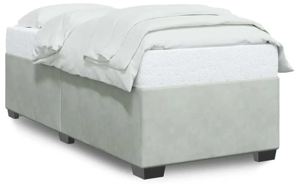Giroletto Senza Materasso Grigio Chiaro 90x190 Cm Velluto /