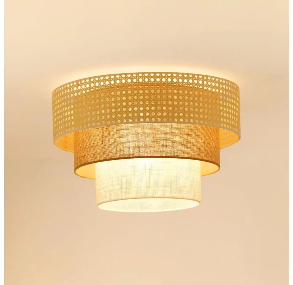 Brilagi Plafoniera CEDAR LUNETA 1xE27/15W/230V Ø45 rattan/marrone/crema