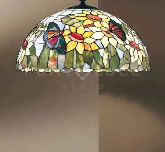 Solo paralume in vetro tiffany decorato d.45cm collezione  sunflower
