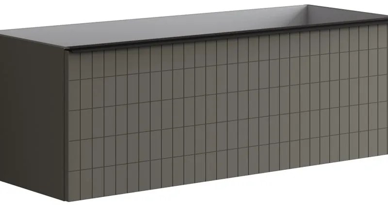 Mobile da bagno sotto lavabo Pixel grid frontale grigio carbone e maniglia alluminio nero laccato opaco L 120 x H 40 x P 45.5 cm 1 cassetto, lavabo non incluso