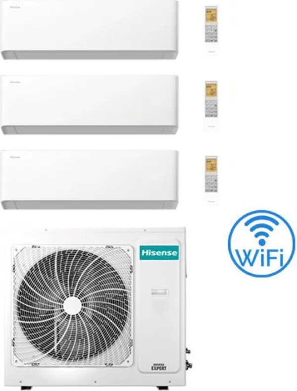 Climatizzatore Condizionatore Hisense Uni HB Wifi R32 Trial Split Inverter 9000 + 9000 + 9000 BTU con U.E. 3AMW72U4RJC Classe A++/A+