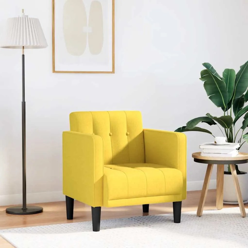 Divano Sedia Con Braccioli Giallo Chiaro 53 Cm İn Tessuto /