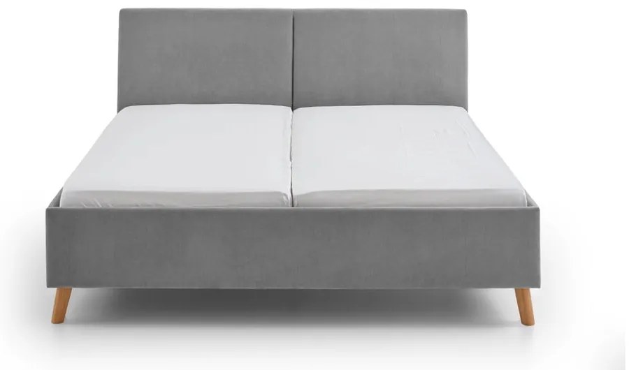Letto matrimoniale imbottito grigio con rete inclusa 180x200 cm Piano – Meise Möbel