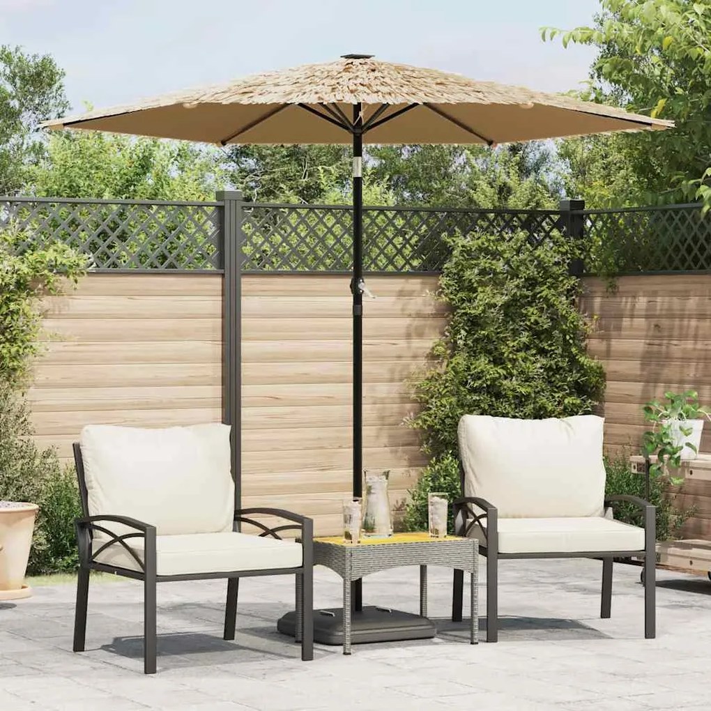 Ombrellone Giardino Led E Palo İn Acciaio Marrone 223x223x213cm /