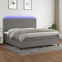 Letto a Molle Materasso e LED Grigio Scuro 200x200cm in Tessuto cod mxl 54630