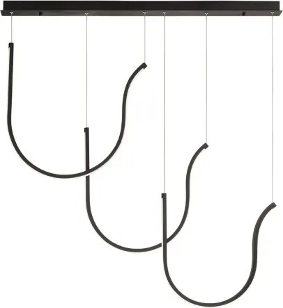 Lampada a sospensione ARQUA 3 Luci con base rettangolare 110 cm in metallo NERO